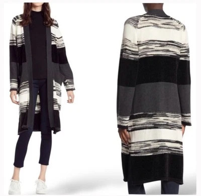 Cárdigan plumero Michael Stars suéter mezcla de lana rayas multimedia talla pequeña Foto 1 de 4