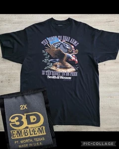 Vintage 90s 3D Emblem Smith & Wesson The Right To Bear Arms T-shirt Sz 2XL USA - Picture 1 of 9