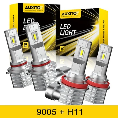 4x 9005 H11 Combo LED Headlight High Low Beam Bulbs Kit Super White Bright 6500K - Image 1 of 4