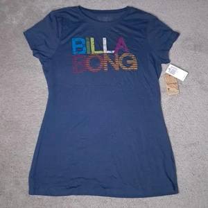 Vintage Y2K Billabong T-shirt Girls XL Blue Indigo Spellout Logo Slim 2010s - Picture 1 of 9
