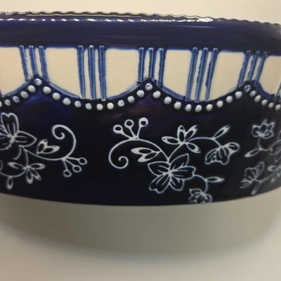 Bolso de Mano Temptations Azul Floral Encaje Ovalado 3 Qt Cass y Aislante, Portador, Tapa, Cuchara  Foto 1 de 4