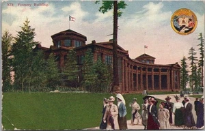 Postal vintage 1909 AYPE EXPO "Edificio forestal" / Seattle LAVADO. Cancelar - Imagen 1 de 2
