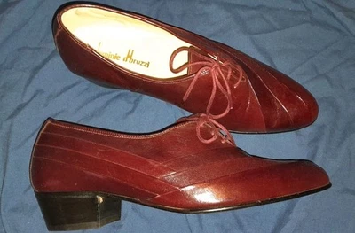 Antigo 70s 80s DOMINIC D'BRUZZI Fan Couro Plissado DEADSTOCK Sapatos Masculinos 7 Femininos 9 - Imagem 1 de 4