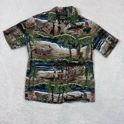 Hawaiian Reserve Collection Shirt Aloha Surfer Hula Girl Short Sleeve MED Rayon - Image 1 of 4
