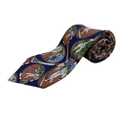 Corbata vintage Brooks Brothers azul toda seda tenis patrón deportivo 58"x3,5" Foto 1 de 4