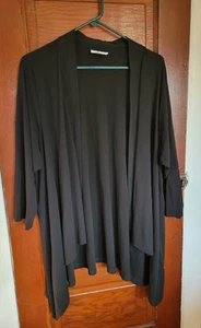 Camisa Blusa Moda Bug Para Mujer 1X Negra Manga 3/4 Frente Abierto - Imagen 1 de 4