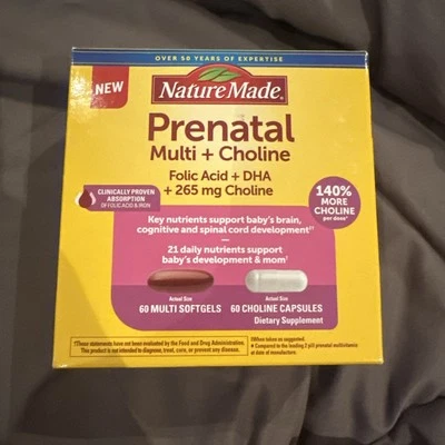 NatureMade Prenatal Multi+Ácido Fólico Colino+DHA+265mg Colina -120 unidades- Foto 1 de 4