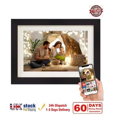 Photo Frame Digital  WiFi Black Wood 10.1inch Touch Screen 16GB Christmas Gift - Image 1 of 4