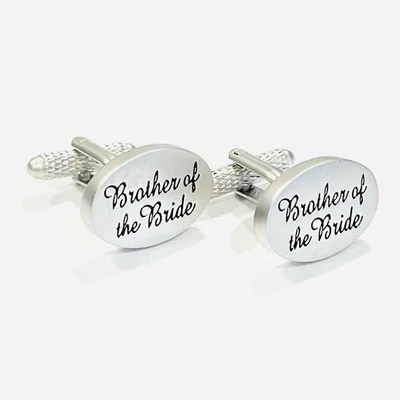 Brother Of The Bride Oval Cufflinks Wedding Theme Gift In Box - Image 1 of 4