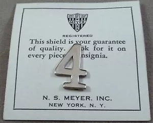 Vintage Military Bright Silver Numeral 4 - Pinback - Picture 1 of 1