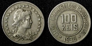 BRAZIL Copper-Nickel 1930 100 Reis Rio de Janeiro Mint KM# 518 (27 783) - Picture 1 of 3