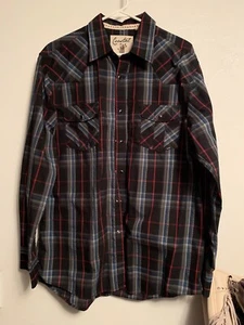 Coastal Striped Plaid Western Shirt, Pearl Buttons, Long Sleeved, Size XL - Picture 1 of 6