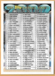 CHECKLIST #1 OF 2 - TOPPS NM-MT 2000 - Picture 1 of 2