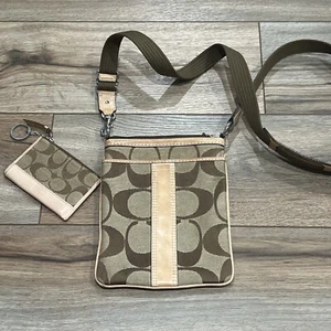 Bolso Bandolera Coach Monograma Swingpack Cuero Borde con Monedero Marrón Tostado - Imagen 1 de 21