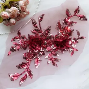 Stickerei Blume Pailletten Applikation Spitze Aufnäher Nähen Hochzeit Kleid Dekor Borte zum Selbermachen - Bild 1 von 22