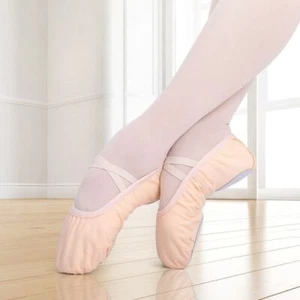 Girls Ballet Shoes Canvas SoftSole Ballet Dance Slippers Children Practise Shoes - Picture 1 of 27