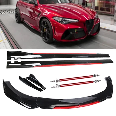 For Alfa Romeo Giulia GTA 17-22 Front Bumper Lip Spoiler Splitter Glossy Black Foto 1 de 4