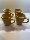 Set of 4 Pottery Barn Sausalito Large Coffee Mugs Mustard Yellow Gold  5”
