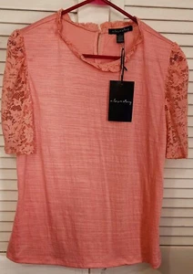 Blusa rosa nupcial marca A Love Story nueva con etiquetas - manga de encaje XL - Imagen 1 de 4