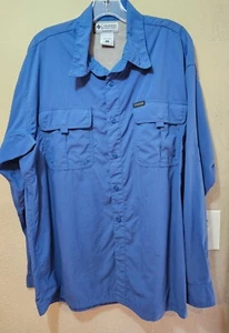 Columbia PFG Bonehead Shirt Blue Fishing Vented Long Sleeve Men's Size XLarge - Picture 1 of 6