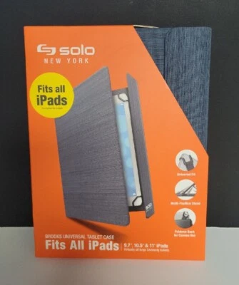 Solo New York Brooks Universal Tablet Case Stand iPad Samsung 9.7"- 11" Blue New - Image 1 of 4