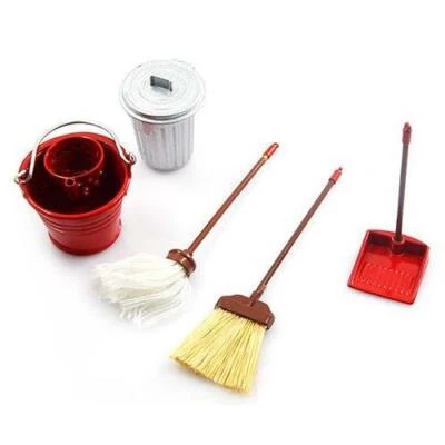 Yeah Racing 1/10 RC Crawler Accessory Broom / Dustpan / Mop / Bucket / Trash Bin - Image 1 of 2