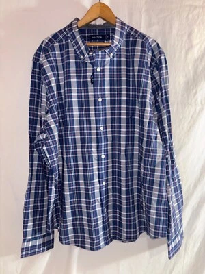 Camisa masculina Nautica Classic Fit stretch undercurrent XXL nova com etiquetas xadrez azul - Imagem 1 de 3