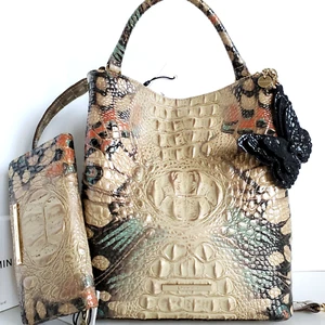 🌹Brahmin Amelia Bucket Gem Lacewing Leather Shoulder Bag+Wallet+Butterfly NWT🦋 - Picture 1 of 13