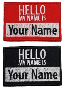 Custom Personalized "Hello My Name Is" Patch Embroidered Iron On Hook & Loop - Picture 1 of 13