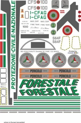 Decal 184 Sikorsky S-64F Skycrane / CH-54C Forestale I-CFAG Geronimo - Bild 1 von 2