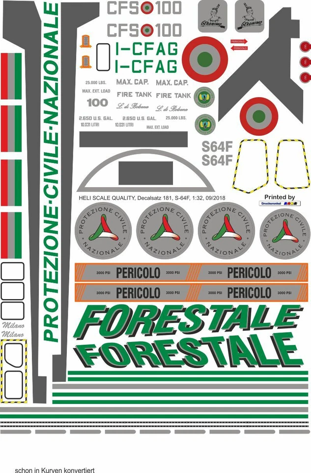 Decalcomania 184 Sikorsky S-64F Skycrane / CH-54C Forestale I-CFAG Geronimo - Bild 1 von 2