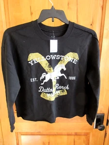 YELLOWSTONE DUTTON RANCH SWEATSHIRT SIZE M LSLV GRAPHICS ON BLACK NWT 2022 SPIKE - Picture 1 of 6