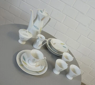 noble service à café en porcelaine de Rosenthal forme 2000 feuilles colorées ... - Photo 1/4