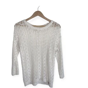 Hollister Women’s White Cable Knit Sweater Size L - Bild 1 von 6