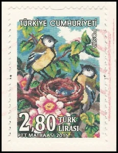 Türkei 2015 - Kunsthandwerk - Gobelin - Kohlmeisen - gestempelt - Mi.Nr. 4196 - Bild 1 von 1