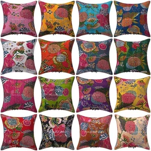 Kantha Cushion Cover Boho Sofa Cover Ethnic Decorative Bohemian Home Decor - Picture 1 of 54