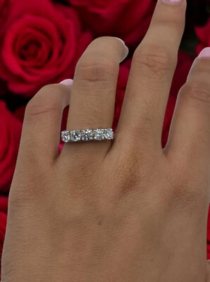 14k Solid Gold 5 Diamond Half Eternity Band, Lab Created Diamond 1.25ctw Ring - Image 1 of 4