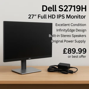 Dell P2719H 27in 1920 X 1080 Full HD IPS LED Backlit Monitor - Black - Afbeelding 1 van 2
