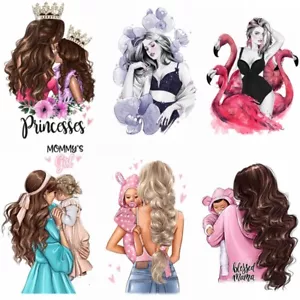 Parches de transferencia de calor de hierro para madres bebés niñas hágalo usted mismo apliques camiseta ropa - Imagen 1 de 19