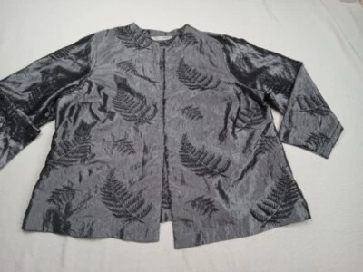 Blusa Blazer Cárdigan Formal Top Fino Suave By AVENUE 22/24 Plateado Bordado  Foto 1 de 4