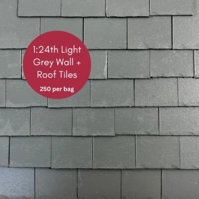 Dolls House 1:24th Scale 250 x Styrene Miniature Model Roof Tiles in Light Grey - Image 1 of 4