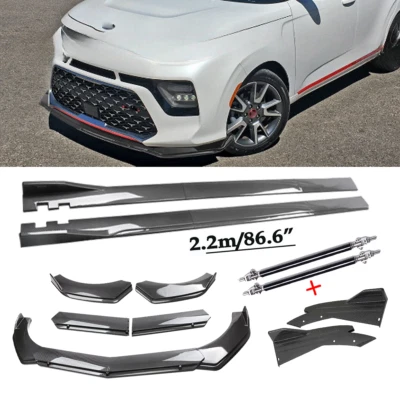 Carbon Fiber Front Bumper Lip Spoiler For Kia Soul Hatch Body Kit Side Skirt Foto 1 de 4