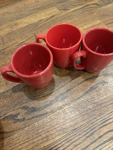 Corelle Stoneware Plain Red Coffee Mugs Cups Set Of 3 - Picture 1 of 4