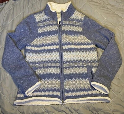 LL BEAN Corderos Lana Forrada Cremallera Completa Suéter Cárdigan Chaqueta Para Mujer M Foto 1 de 4
