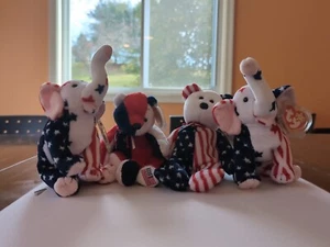 Ty Beanie Babies Bundle Patriotic Star SpangledBear (2000 Elephant) - Picture 1 of 5