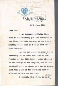 Correspondence From The Worship Company of Needlemakers 1929 and 1937 - Picture 1 of 3