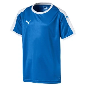 PUMA Liga Logo Crew Neck Short Sleeve Soccer Jersey Youth Boys Blue 703418-02 - Picture 1 of 2