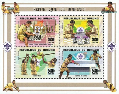 Burundi 2014 Imperf. Scouts Of Burundi/Ajedrez/Ping Pong Completo N°3458 - 3461 B Foto 1 de 4