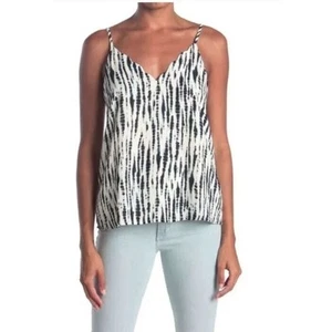 Socialite Women's Scalloped V-Neck Camisole in Ivory Black Tie Dye X-Small - Picture 1 of 1