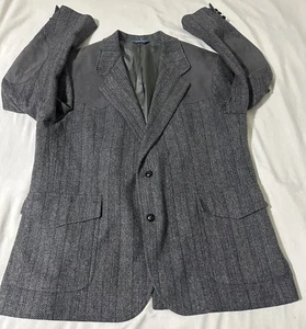 Pendleton Blazer Mens 48 Gray Wool Suede Elbow Patch Rockabilly Cowboy Western - Picture 1 of 14